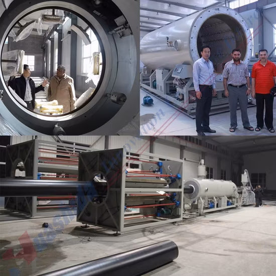 Tubo plástico de la chaqueta de la calibración del vacío de la máquina de la fabricación del tubo del HDPE del PE